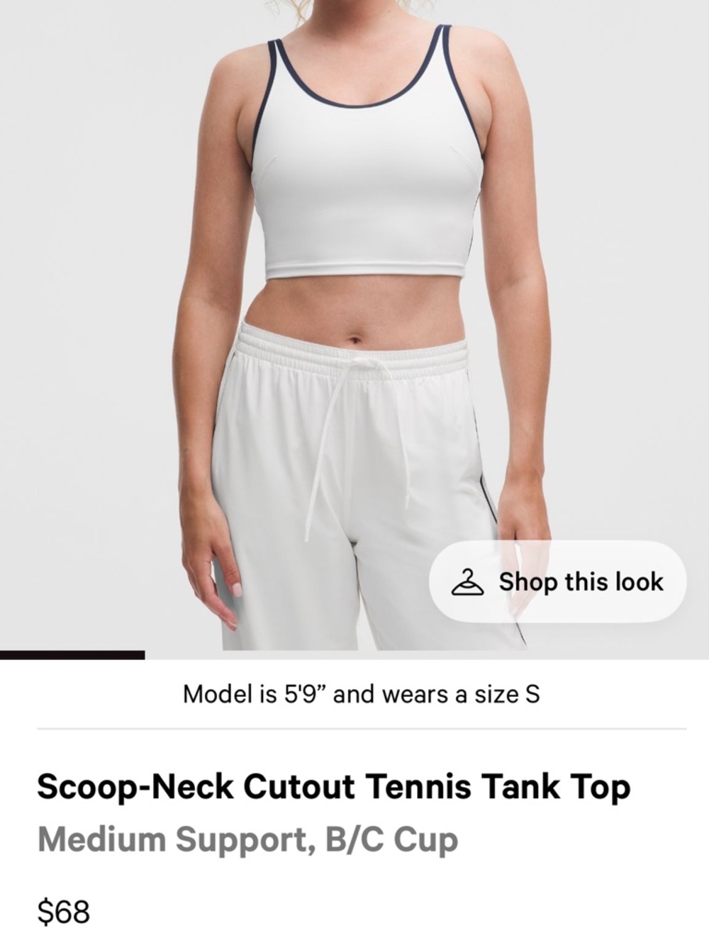 NWT Lululemon Scoop Neck Cutout Tennis Tank Size Small